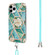 iPhone 11 Pro Electroplating Splicing Marble Flower Pattern TPU Shockproof Case with Lanyard  - Blue Flower