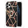 iPhone 11 Pro Electroplating Splicing Marble Flower Pattern TPU Shockproof Case with Rhinestone Ring Holder  - Black Flower