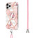 iPhone 11 Pro Electroplating Splicing Marble Flower Pattern TPU Shockproof Case with Lanyard  - Pink Flower