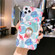 iPhone 11 Pro Colorful Laser Flower Series IMD TPU Mobile Phone CaseWith Ring Bracket Rhinestones - Monstera KC3