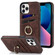 iPhone 11 Pro Vintage Patch Leather Phone Case with Ring Holder  - Brown