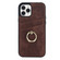 iPhone 11 Pro Vintage Patch Leather Phone Case with Ring Holder  - Brown