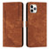 iPhone 11 Pro Skin Feel Stripe Pattern Leather Phone Case with Lanyard - Brown