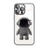 iPhone 11 Pro Electroplating PC Astronaut Holder Phone Case with Lens Film - Black
