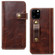 iPhone 11 Pro Denior Oil Wax Cowhide DK Magnetic Button Horizontal Flip Leather Case with Holder & Card Slots & Wallet - Brown