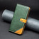 iPhone XR Color Matching Double Sewing Thread Leather Case - Green