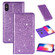 iPhone XR Ultrathin Glitter Magnetic Horizontal Flip Leather Case with Holder & Card Slots - Purple
