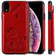 iPhone XR Cat Bee Embossing Pattern Shockproof Protective Case with Card Slots & Photo Frame - Red