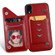 iPhone XR Cat Bee Embossing Pattern Shockproof Protective Case with Card Slots & Photo Frame - Red