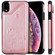 iPhone XR Cat Bee Embossing Pattern Shockproof Protective Case with Card Slots & Photo Frame - Rose Gold