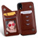 iPhone XR Cat Bee Embossing Pattern Shockproof Protective Case with Card Slots & Photo Frame - Brown