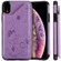 iPhone XR Cat Bee Embossing Pattern Shockproof Protective Case with Card Slots & Photo Frame - Purple