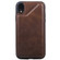 iPhone XR Shockproof Calf Texture Protective Case with Holder & Card Slots & Frame - Coffee