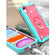 iPhone XR PC + Rubber 3-layers Shockproof Protective Case with Rotating Holder - Mint Green + Rose Red