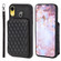 iPhone XR Grid Texture Card Bag Phone Case with Lanyard - Black