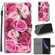 iPhone XR Voltage Colored Drawing Magnetic Clasp Horizontal Flip PU Leather Case with Holder & Card Slots - C17 Green Leaf Pink Rose