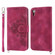 iPhone XR Skin-feel Flowers Embossed Wallet Leather Phone Case - Wine Red