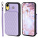 iPhone XR Grid Texture Card Bag Phone Case with Lanyard - Purple