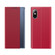 iPhone XR Side Window Display Magnetic Suction Plain Grain Flip PU Leather + PC Case with Holder - Red