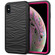 iPhone XR Wave Pattern 3 in 1 Silicone+PC Shockproof Protective Case - Black+Hot Pink