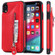 iPhone XR Solid Color Double Buckle Zipper Shockproof Protective Case - Red