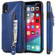 iPhone XR Solid Color Double Buckle Zipper Shockproof Protective Case - Blue