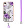 iPhone XR Electroplating Pattern IMD TPU Shockproof Case with Neck Lanyard - Purple Flower