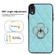 iPhone XR Rhombic PU Leather Phone Case with Ring Holder - Blue