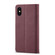 iPhone XR Frosted Anti-theft Brush Horizontal Flip Leather Case with Holder & Card Slots & Wallet - Wine Red