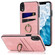 iPhone XR Vintage Patch Leather Phone Case with Ring Holder - Pink