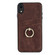 iPhone XR Vintage Patch Leather Phone Case with Ring Holder - Brown