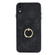 iPhone XR Vintage Patch Leather Phone Case with Ring Holder - Black