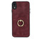 iPhone XR Vintage Patch Leather Phone Case with Ring Holder - Red