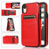 iPhone XR Solid Color PC + TPU Protective Case with Holder & Card Slots - Red