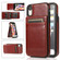 iPhone XR Solid Color PC + TPU Protective Case with Holder & Card Slots - Brown