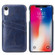 iPhone XR Fierre Shann Retro Oil Wax Texture PU Leather Case with Card Slots - Blue