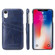 iPhone XR Fierre Shann Retro Oil Wax Texture PU Leather Case with Card Slots - Blue