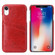 iPhone XR Fierre Shann Retro Oil Wax Texture PU Leather Case with Card Slots - Red