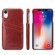 iPhone XR Fierre Shann Retro Oil Wax Texture PU Leather Case with Card Slots - Brown