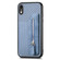 iPhone XR Carbon Fiber Horizontal Flip Zipper Wallet Phone Case - Blue