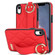 iPhone XR Non-slip Full Coverage Ring PU Phone Case with Wristband - Red