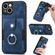 iPhone XR Retro Skin-feel Ring Card Wallet Phone Case - Blue