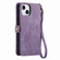 iPhone XR Geometric Zipper Wallet Side Buckle Leather Phone Case - Purple