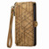 iPhone XR Geometric Zipper Wallet Side Buckle Leather Phone Case - Brown