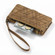 iPhone XR Geometric Zipper Wallet Side Buckle Leather Phone Case - Brown