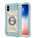 iPhone XR Shockproof Silicone + PC Protective Case with Dual-Ring Holder - Ice Blue