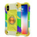 iPhone XR Shockproof Silicone + PC Protective Case with Dual-Ring Holder - Colorful Yellow Green