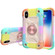 iPhone XR Shockproof Silicone + PC Protective Case with Dual-Ring Holder - Colorful Rose Gold