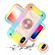 iPhone XR Shockproof Silicone + PC Protective Case with Dual-Ring Holder - Colorful Rose Gold