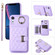 iPhone XR Horizontal Card Bag Ring Holder Phone Case with Dual Lanyard - Dark Purple